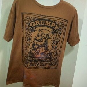 Disney Store Mens XL Graphic TShirt Brown Vintage Grumpy Nice Guys Finish Last